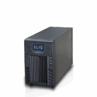 เครื่องสำรองไฟฟ้า CLEANLINE UPS PS-2000 ด้านหน้า แสดงหน้าจอ LCD สี่เหลี่ยมผืนผ้าและปุ่มควบคุม