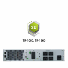 ด้านหลังเครื่องสำรองไฟฟ้า CLEANLINE TR-1000 และ TR-1500 True On-Line Rack-mount พร้อมช่องเชื่อมต่อ