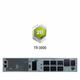 ด้านหลังเครื่องสำรองไฟฟ้า CLEANLINE TR-3000 True On-Line Rack-mount พร้อมช่องเชื่อมต่อครบครัน