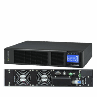 ด้านหลังของเครื่องสำรองไฟฟ้า Cleanline TR-6000 และ TR-10K UPS แบบ Rack-mount 2U, แสดงพอร์ตเชื่อมต่อและช่องระบายอากาศ