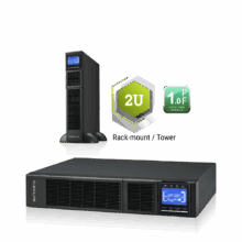 เครื่องสำรองไฟฟ้า Cleanline TR-6000 และ TR-10K UPS แบบ Rack-mount 2U, True On-Line Double Conversion, แสดงด้านหน้าพร้อมหน้าจอ LCD