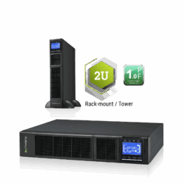 เครื่องสำรองไฟฟ้า Cleanline TR-6000 และ TR-10K UPS แบบ Rack-mount 2U, True On-Line Double Conversion, แสดงด้านหน้าพร้อมหน้าจอ LCD