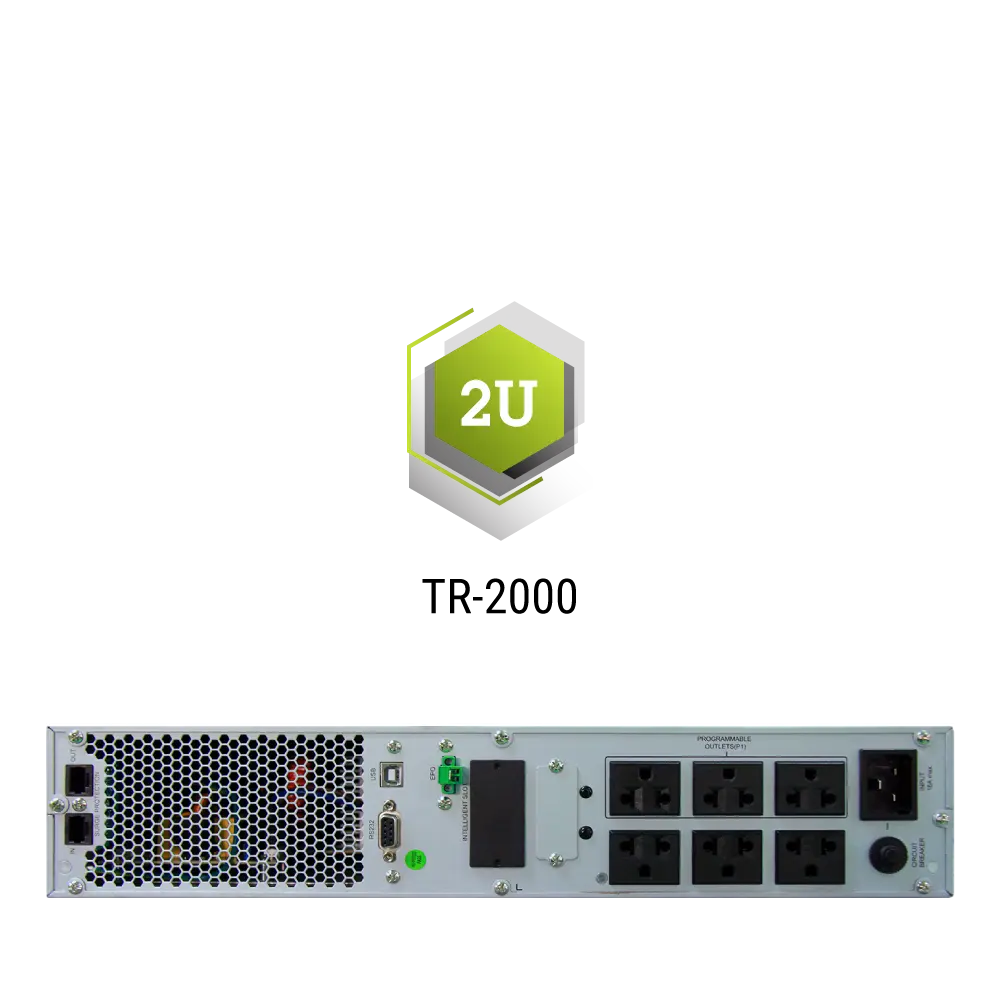 ภาพด้านหลังเครื่องสำรองไฟ CLEANLINE TR-2000 แบบ Rack-mount