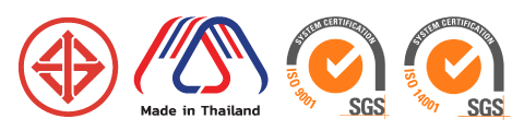 มาตรฐาน มอก. 1291-2553 พร้อมใบรับรอง ISO 9001 ISO 14001 และเครื่องหมาย MiT ผลิตในไทย