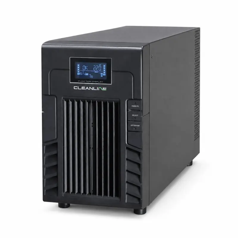 CLEANLINE UPS PS-3000 มุมด้านหน้า พร้อมหน้าจอ LCD และปุ่มควบคุม